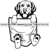 Golden Retriever Dog Hanging From Shirt Pocket Design Animal T-Shirt Tshirt Puppy Body Pedigree Vector T-Shirt Purebred Clipart SVG