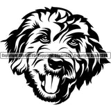 Goldendoodle Dog Head Design Cute Face Animal K9 Animal Portrait Doggy Face Vector Puppy Head Purebred Pup Pedigree Clipart SVG