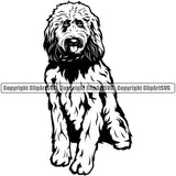 Goldendoodle Dog Sitting Design Element Puppy Head Purebred Pup Pedigree Vector K9 Animal Portrait Doggy Face Cute Clipart SVG