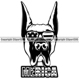 Great Dane Dog Wearing Sunglasses Merica Text Puppy Head Purebred Pup Pedigree Vector K9 Animal Portrait Doggy Clipart SVG