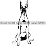 Great Dane Dog Sitting Design Puppy Head Purebred Pup Pedigree Vector K9 Animal Portrait Doggy Face Cute Clipart SVG