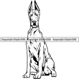 Great Dane Dog Sitting Puppy Head Purebred Pup Pedigree Design K9 Animal Portrait Doggy Face Cute Clipart SVG