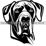 Great Dane Dog Black Color Face Design Doggy Head K9 Animal Portrait Doggy Face Cute Vector Purebred Pedigree Clipart SVG