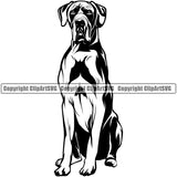 Great Dane Dog Sitting Design Angry Face K9 Animal Portrait Doggy Face Cute Vector Head Purebred Pup Pedigree Clipart SVG