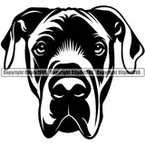 Great Dane Dog Face Design Black Animal Color Head Purebred Pup Pedigree Vector Portrait Doggy Face Cute Clipart SVG