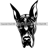 Great Dane Dog Head Design Puppy Purebred Pup Pedigree Vector K9 Animal Portrait Doggy Face Cute Clipart SVG