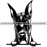 Great Dane Dog Peeking Animal Face Design K9 Animal Portrait Doggy Face Cute Head Doggy Purebred Pup Pedigree Clipart SVG