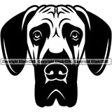 Great Dane Dog Black Color Head Design Animal Face Vector Purebred Pup Pedigree Clipart SVG