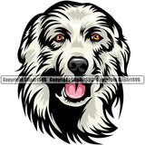 Great Pyrenees Dog Head Color Design K9 Animal Portrait Doggy Face Cute Vector Puppy Head Purebred Pup Pedigree Vector Clipart SVG