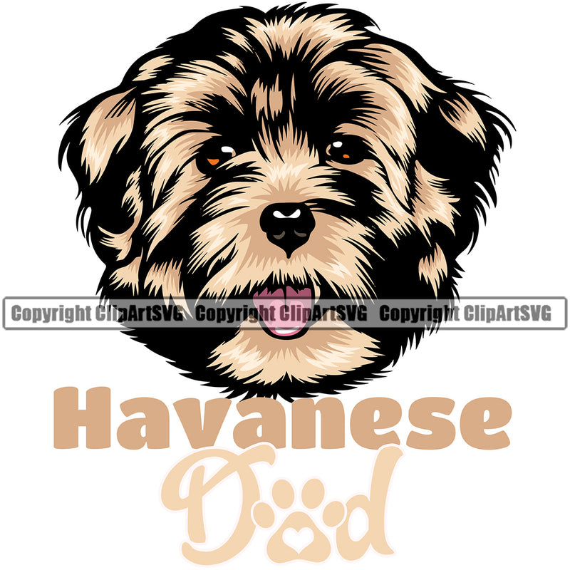 Havanese Dog Dad Puppy Pup Head Purebred Pedigree Vector K9 Animal Portrait Doggy Face Cute Canine Clipart SVG