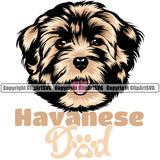 Havanese Dog Dad Puppy Pup Head Purebred Pedigree Vector K9 Animal Portrait Doggy Face Cute Canine Clipart SVG