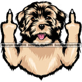 Havanese Dog Middle Finger Sign Design Puppy Pup Head Purebred Pedigree Vector Canine K-9 K9 Doggy Face Cute Animal Portrait Clipart SVG