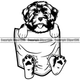 Havanese Dog Hanging From Shirt Pocket Design T-Shirt Tshirt Puppy Pup Head Purebred Pedigree Vector Canine K9 Animal Portrait Doggy Clipart SVG