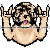 Havanese Dog Rock And Roll Hand Sign Design K9 Animal Portrait Doggy Face Cute Vector Puppy Pup Head Purebred Pedigree Clipart SVG