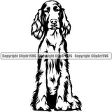 Irish Setter Dog Sitting Design Canine K-9 K9 Animal Portrait Face Cute Vector Doggy Purebred Pedigree Body Clipart SVG