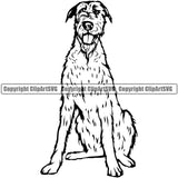 Irish Wolfhound Dog Sitting Canine K-9 K9 Animal Portrait Doggy Face Vector Head Purebred Pedigree Clipart SVG