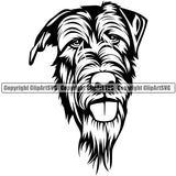 Irish Wolfhound Dog Smiling Face Design Canine K-9 K9 Animal Portrait Doggy Face Vector Puppy Pup Head Purebred Pedigree Clipart SVG