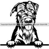 Irish Wolfhound Dog Peeking Design Puppy Pup Head Purebred Pedigree Vector Canine K-9 K9 Animal Portrait Doggy Smiling Face Clipart SVG