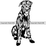 Irish Wolfhound Dog Sitting K9 Animal Portrait Doggy Face Cute Design Puppy Pup Head Purebred Pedigree Vector Clipart SVG