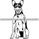 Jack Russell Terrier Dog Sitting Design Canine K9 Animal Portrait Doggy Face Cute Vector Purebred Pedigree Body Clipart SVG