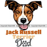 Jack Russell Terrier Dog Dad Color Text  Canine K-9 K9 Animal Portrait Doggy Face Cute Vector Head Purebred Pedigree Clipart SVG