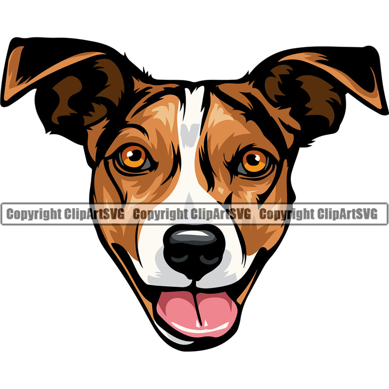 Jack Russell Terrier Dog Canine K-9 K9 Animal Portrait Doggy Face Cute Vector Purebred Pedigree Head Design Clipart SVG