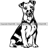 Jack Russell Terrier Dog Sitting Design Smiling Face Puppy Head Purebred Pup Pedigree Vector K9 Animal Portrait Doggy Face Cute Clipart SVG