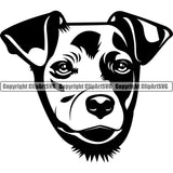 Jack Russell Terrier Dog Head Design Portrait Doggy Face Cute Vector Puppy Pup Head Purebred Pedigree Clipart SVG