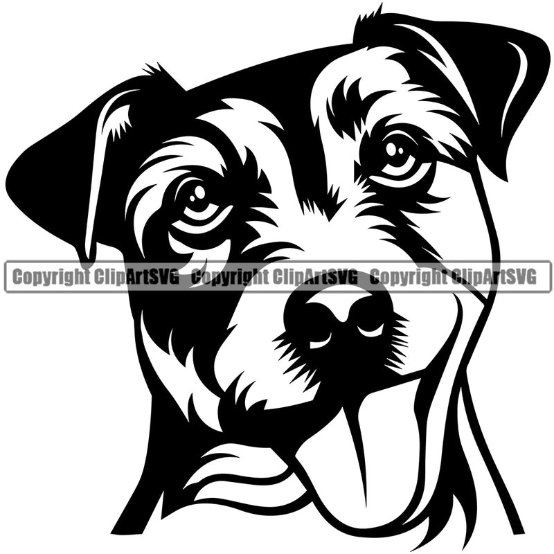 Jack Russell Terrier Dog Smiling Face K9 Animal Portrait Doggy Face Cute Design Puppy Pup Head Purebred Pedigree Vector Clipart SVG