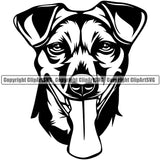 Jack Russell Terrier Dog Smiling Face Design Vector Puppy Pup Head Purebred Pedigree K9 Animal Portrait Doggy Face Clipart SVG