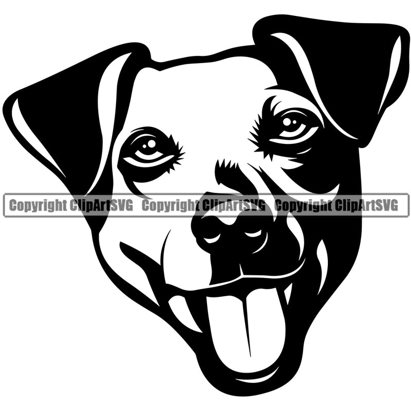 Jack Russell Terrier Dog Head Design Cute Head Animal Smiling Face Puppy Pup Head Purebred Pedigree K9 Canine Clipart SVG