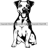 Jack Russell Terrier Dog Sitting Dog Smiling Face Canine K-9 K9 Animal Portrait Doggy Body Puppy Pup Head Purebred Pedigree Clipart SVG
