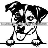 Jack Russell Terrier Dog Peeking Smiling Face Puppy Pup Head Purebred Pedigree Vector  K9 Animal Portrait Doggy Clipart SVG