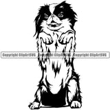 Japanese Chin Dog Begging Design K9 Animal Portrait Doggy Face Cute Vector Puppy Pup Head Purebred Canine Clipart SVG