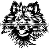 Keeshond Dog Head Design Puppy Pup Head Purebred Pedigree Vector Canine K-9 K9 Animal Portrait Doggy Face Cute Clipart SVG