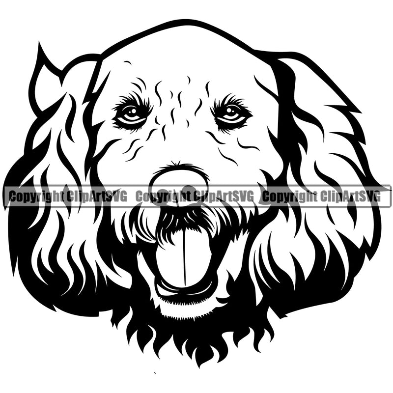 Labradoodle Dog Happy Face Design Puppy Pup Head Purebred Pedigree K-9 K9 Animal Portrait Doggy Face Cute Vector Clipart SVG
