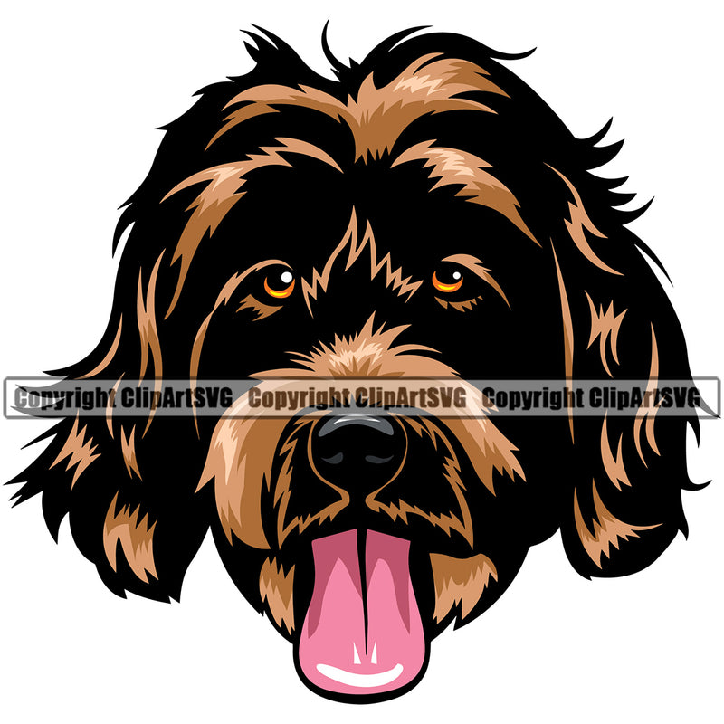 Labradoodle Dog Color Head Cute Face Animal Canine K-9 K9 Vector Puppy Pup Head Purebred Pedigree Clipart SVG