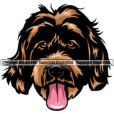 Labradoodle Dog Color Head Cute Face Animal Canine K-9 K9 Vector Puppy Pup Head Purebred Pedigree Clipart SVG