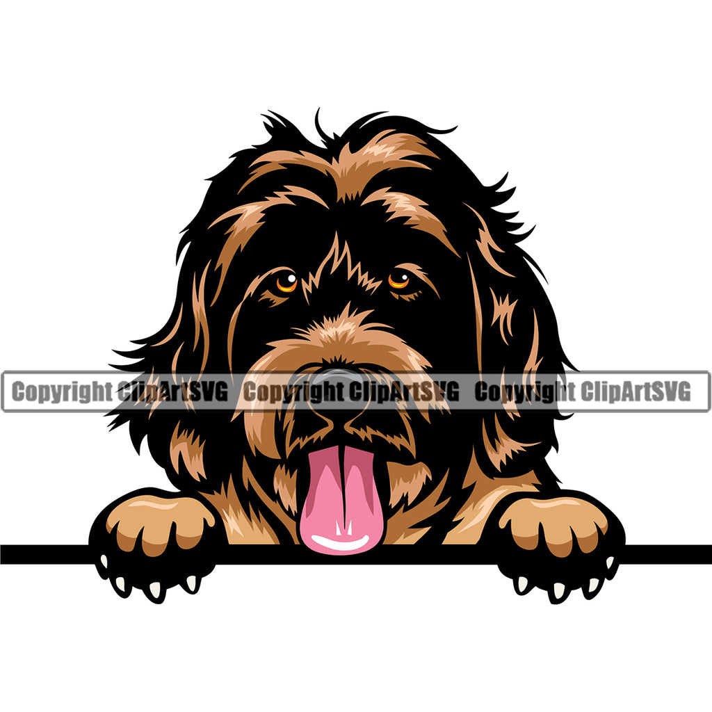 Labradoodle Dog Peeking Color Head Design Puppy Pup Head Purebred Pedigree Vector Canine K-9 K9 Animal Portrait Face Clipart SVG