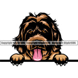 Labradoodle Dog Peeking Color Head Design Puppy Pup Head Purebred Pedigree Vector Canine K-9 K9 Animal Portrait Face Clipart SVG