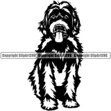 Labradoodle Dog Sitting Smiling Face Design Canine K-9 K9 Animal Portrait Vector Puppy Pup Head Purebred Pedigree Clipart SVG