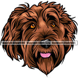 Labradoodle Dog Head Color Design K9 Animal Portrait Doggy Face Cute Vector Puppy Pup Head Purebred Pedigree Clipart SVG