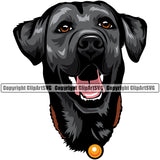 Labrador Dog Black Color Head K9 Animal Portrait Doggy Face Cute Vector Purebred Pedigree Puppy Head Clipart SVG