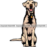 Labrador Dog Sitting Color Body Design Canine K-9 K9 Animal Portrait Doggy Face Cute Vector Purebred Pedigree Clipart SVG