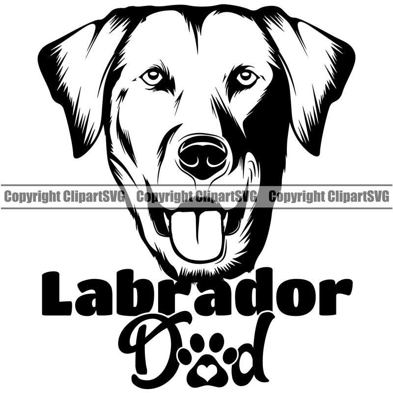 Labrador Dog Dad Happy Doggy Face K9 Animal Portrait Doggy Cute Vector Puppy Pup Purebred Pedigree Clipart SVG