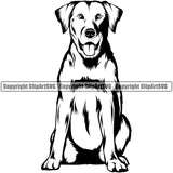 Labrador Dog Sitting Happy Doggy Face Animal Cute Puppy Pup Head Purebred Pedigree Vector Portrait Canine K9 Clipart SVG