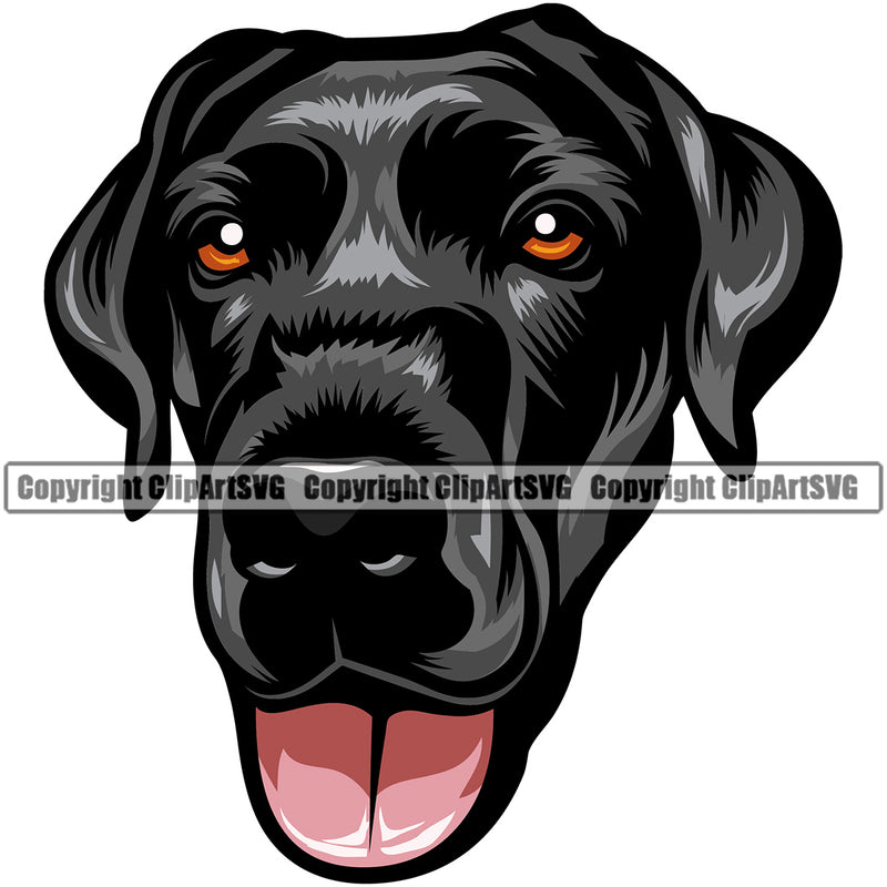Labrador Dog Happy Face Design Element  Puppy Pup Head Purebred Pedigree Canine K-9 K9 Animal Portrait Cute Doggy Vector Clipart SVG