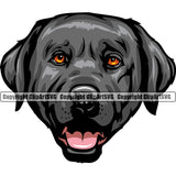 Labrador Retriever Dog Head Design Black Color Purebred Pedigree Canine K-9 K9 Animal Portrait Doggy Face Cute Puppy Clipart SVG