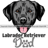 Labrador Retriever Dad Dog Black Color Design Element Animal Portrait Doggy Face Cute Puppy Pup Purebred Pedigree Canine K-9 K9 Clipart SVG
