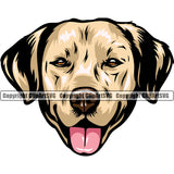 Labrador Retriever Dog Head Yellow Color Design Puppy Pup Head Purebred Pedigree Canine K9 Animal Doggy Face Cute Clipart SVG